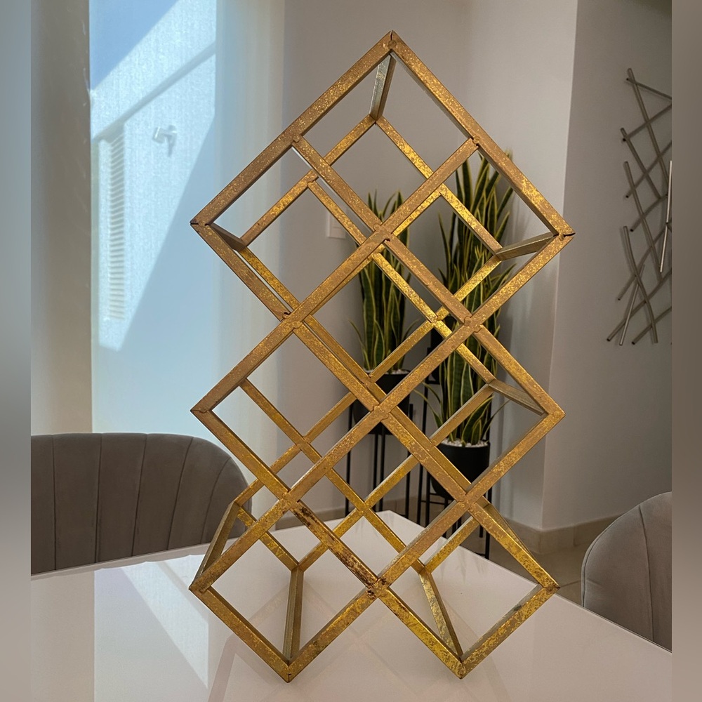 Danya B Sparkling Gold 9-Bottle Metal Wine Rack